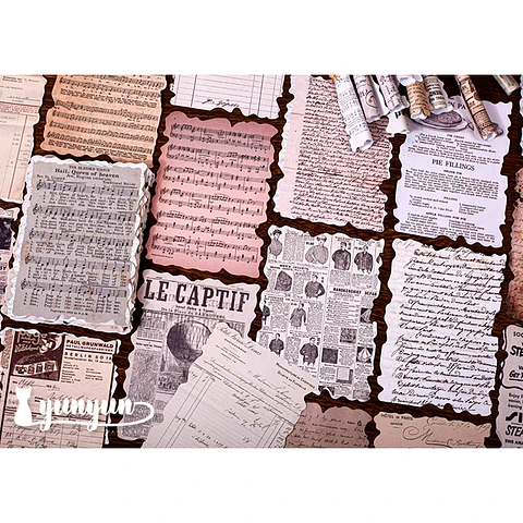 Papeles Material Retro - 32 pzas