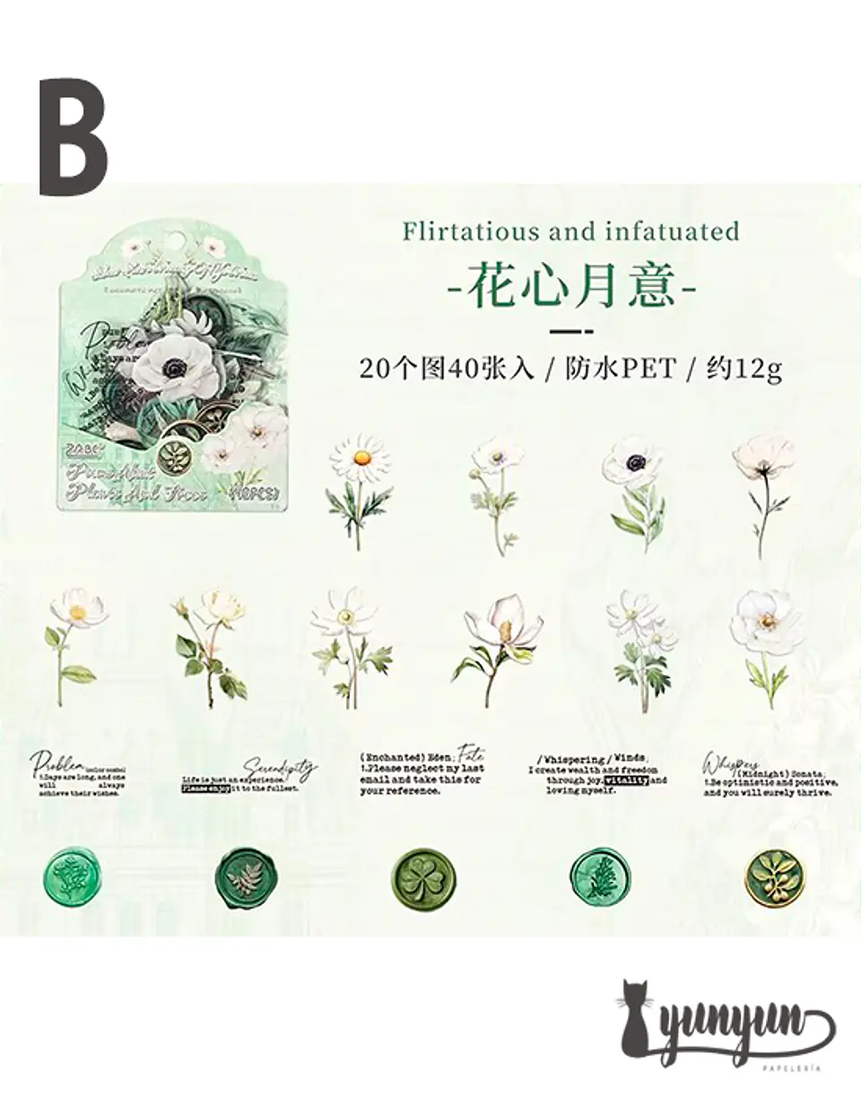 Stickers Mix Flores Vintage - 40 pzas 10