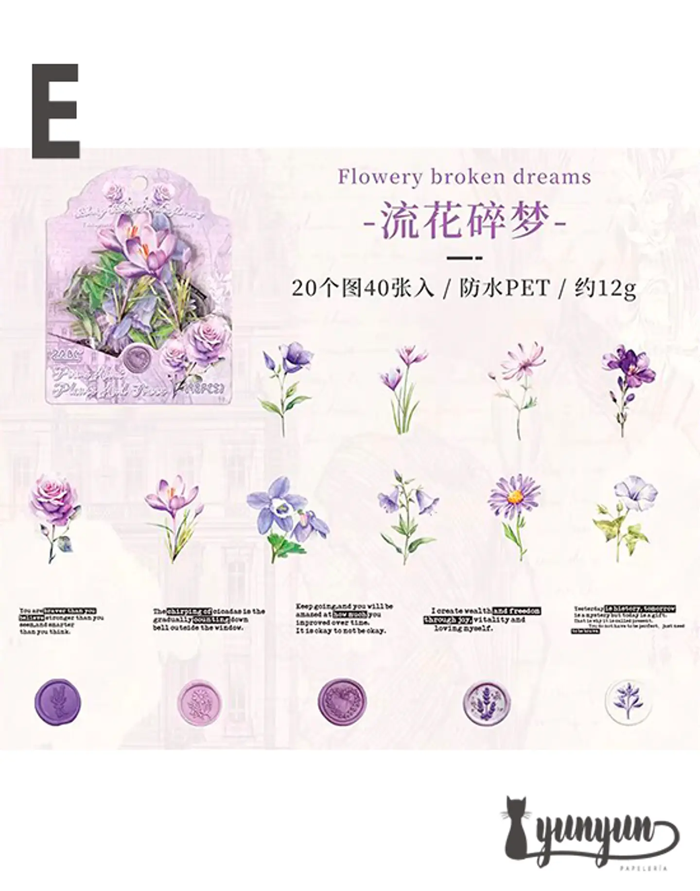 Stickers Mix Flores Vintage - 40 pzas 13