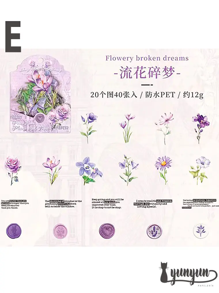 Stickers Mix Flores Vintage - 40 pzas 13