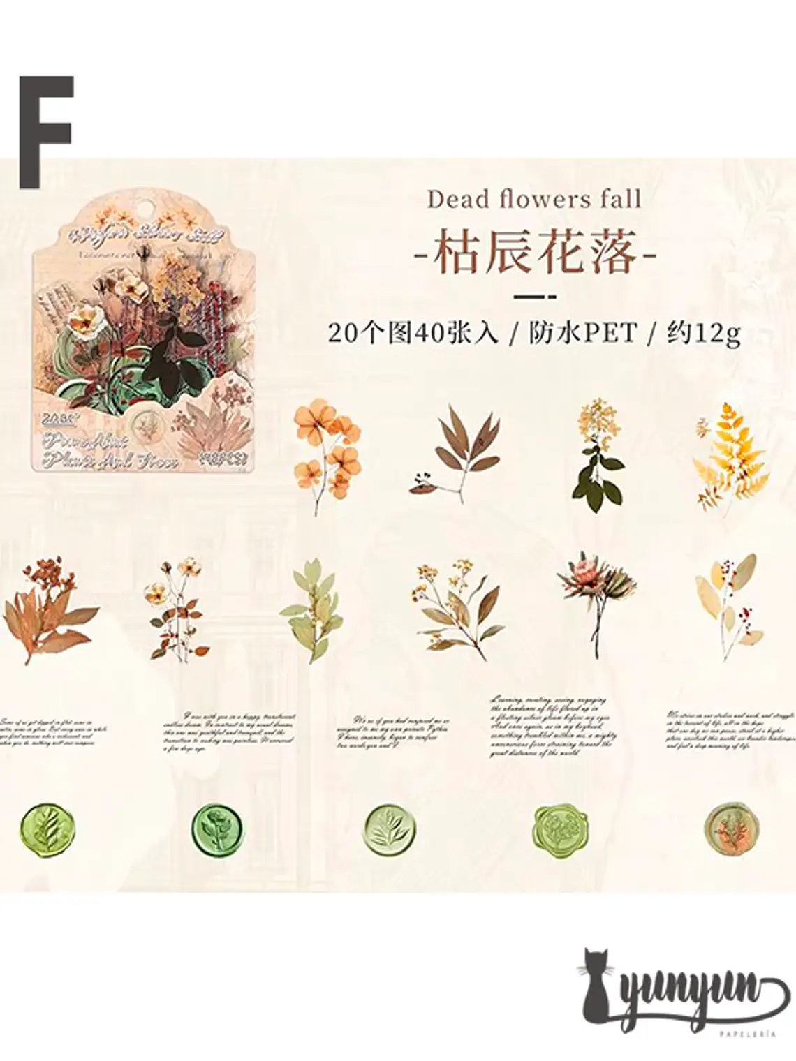 Stickers Mix Flores Vintage - 40 pzas 14