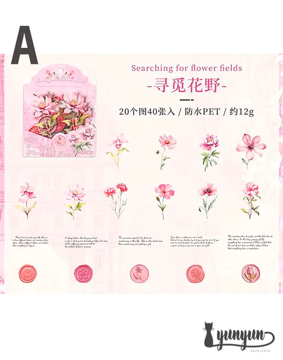 Stickers Mix Flores Vintage - 40 pzas 9