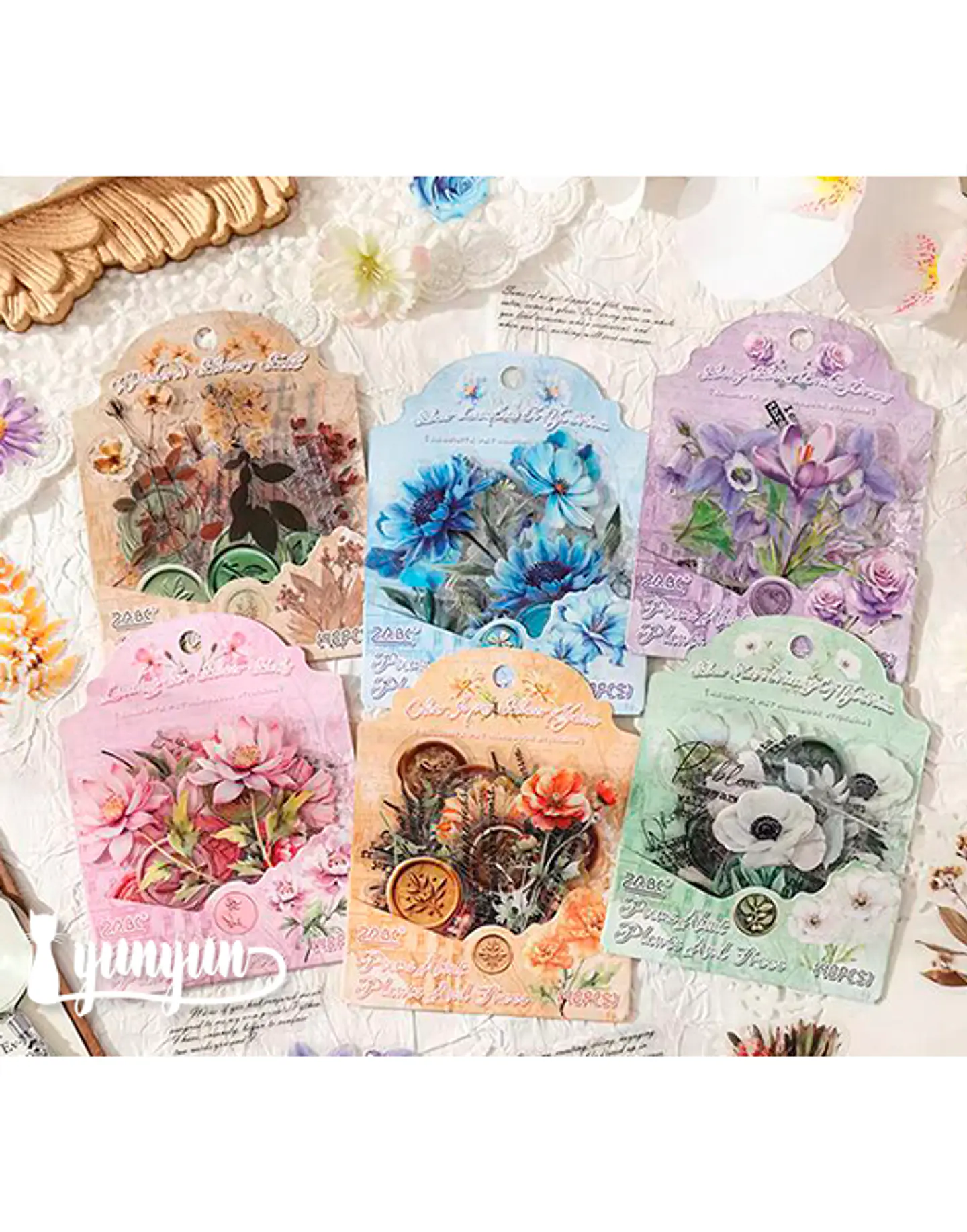 Stickers Mix Flores Vintage - 40 pzas 1