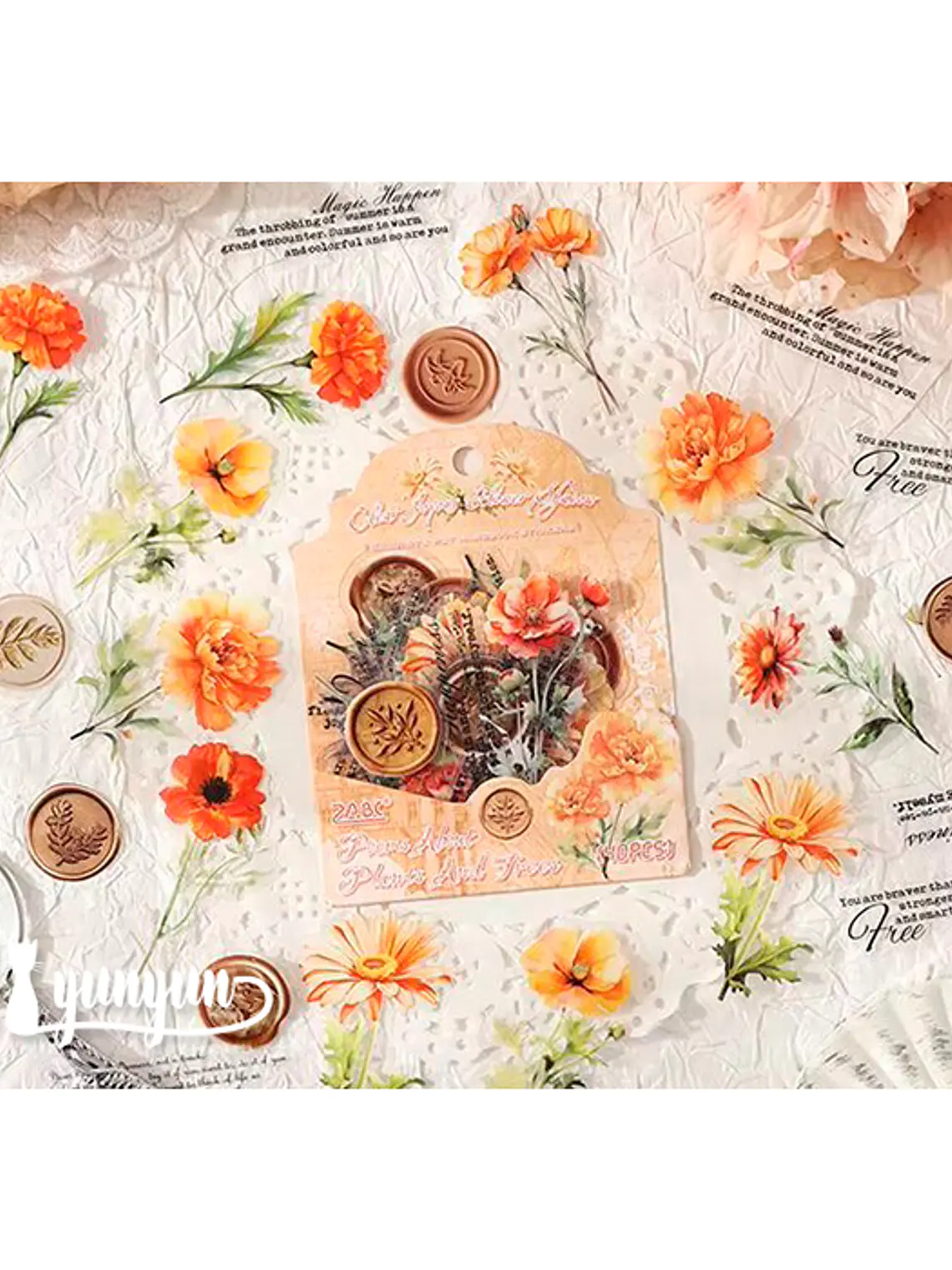 Stickers Mix Flores Vintage - 40 pzas 2