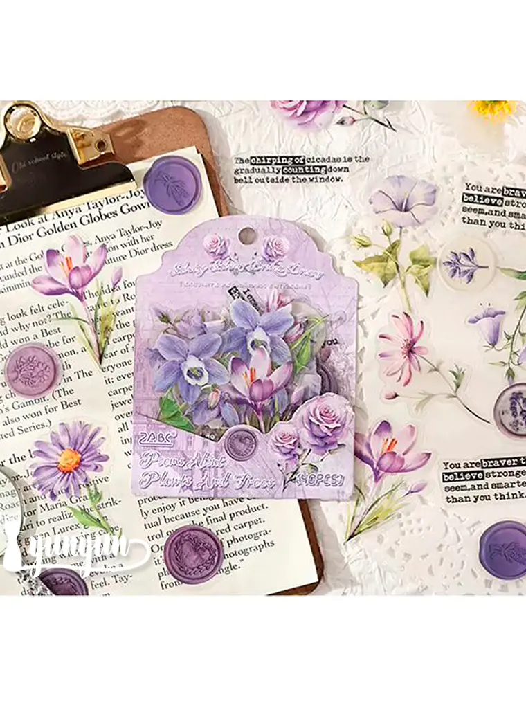 Stickers Mix Flores Vintage - 40 pzas 4
