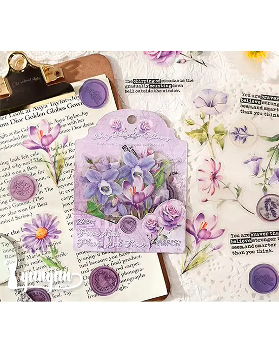 Stickers Mix Flores Vintage - 40 pzas 4
