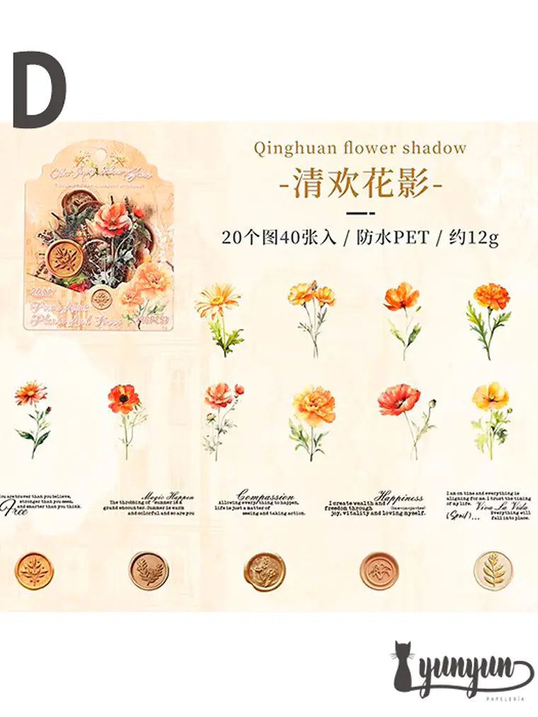 Stickers Mix Flores Vintage - 40 pzas 12