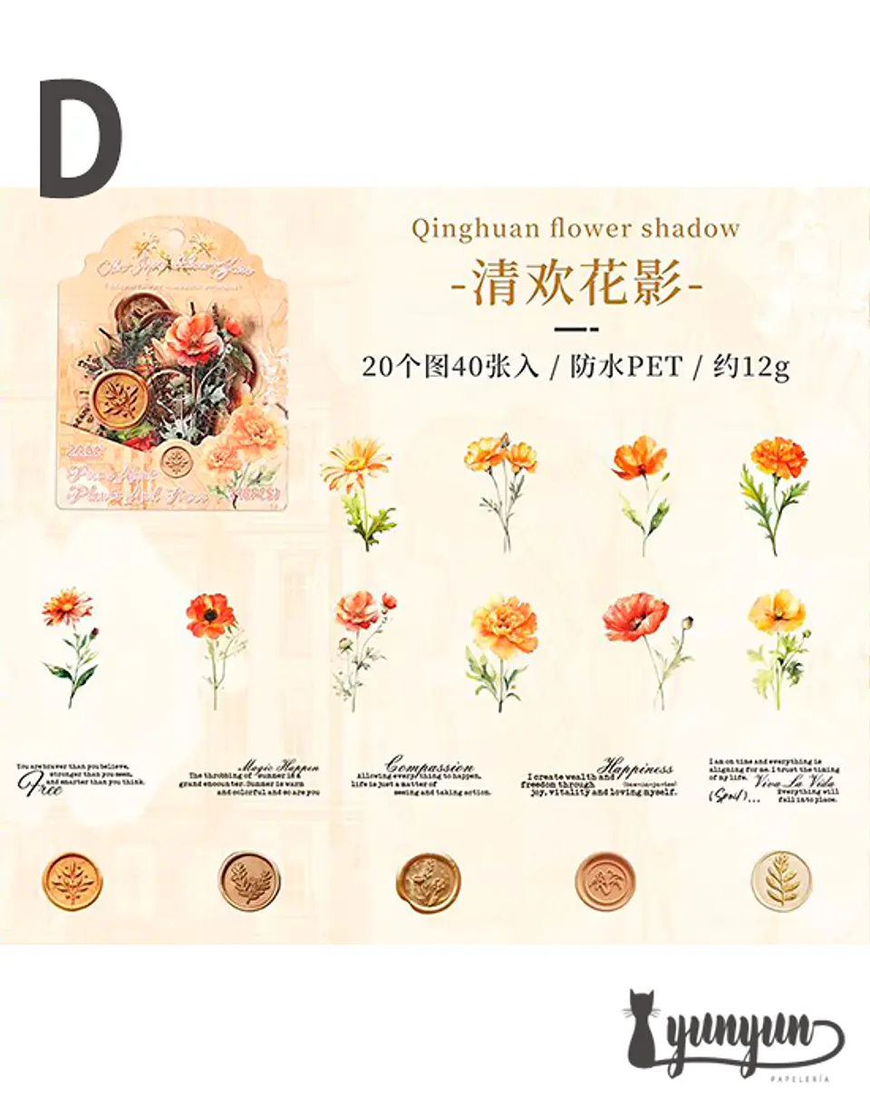 Stickers Mix Flores Vintage - 40 pzas 12