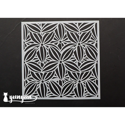 Stencil Diseño Flores - 15x15cm