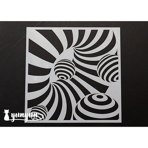 Stencil Diseño Circulos Op Art - 15x15cm