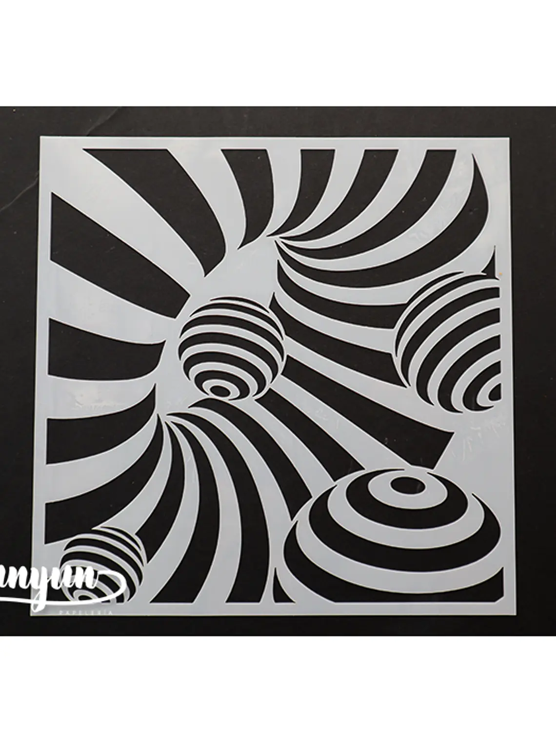 Stencil Diseño Circulos Op Art - 15x15cm 1