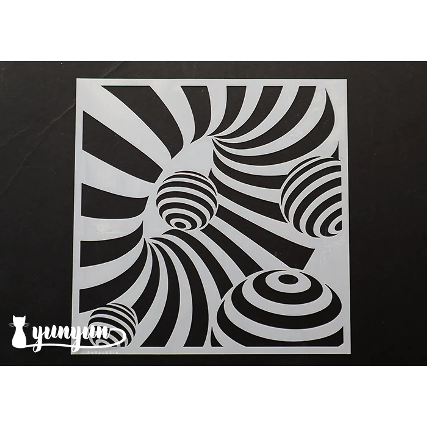 Stencil Diseño Circulos Op Art - 15x15cm 1