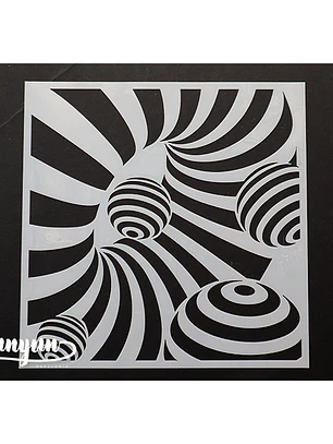 Stencil Diseño Circulos Op Art - 15x15cm