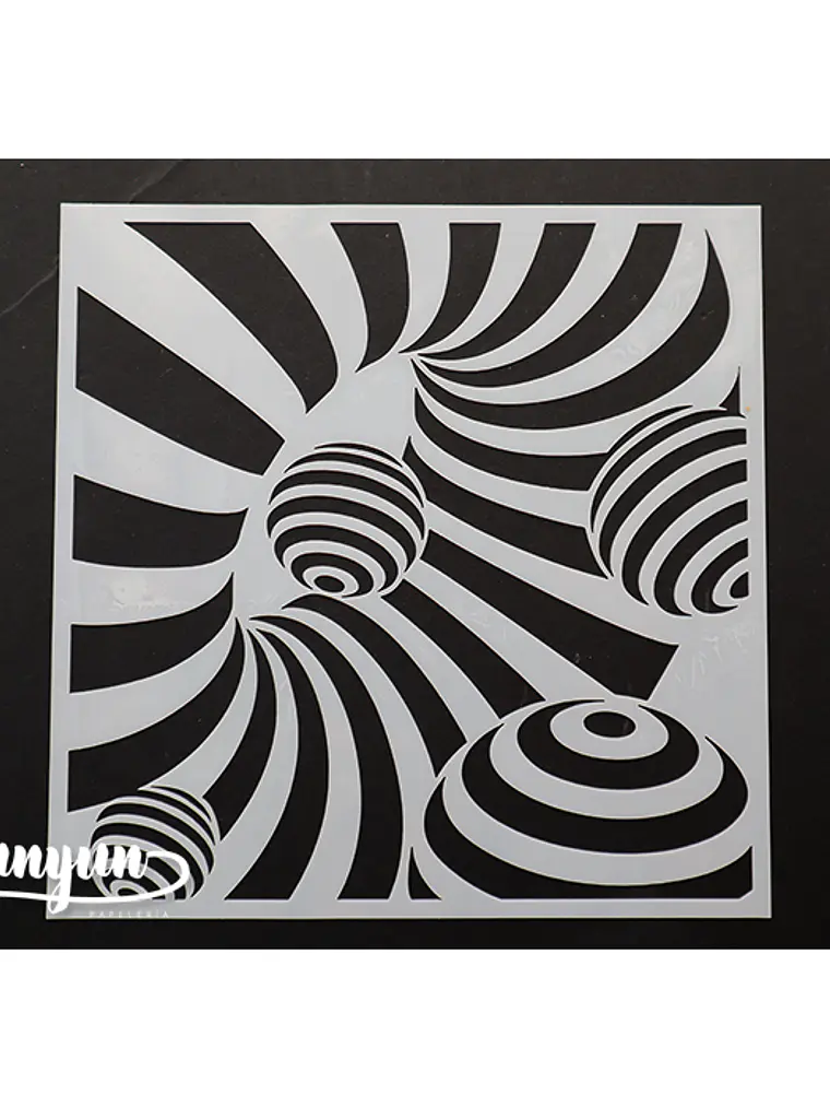 Stencil Diseño Circulos Op Art - 15x15cm 1