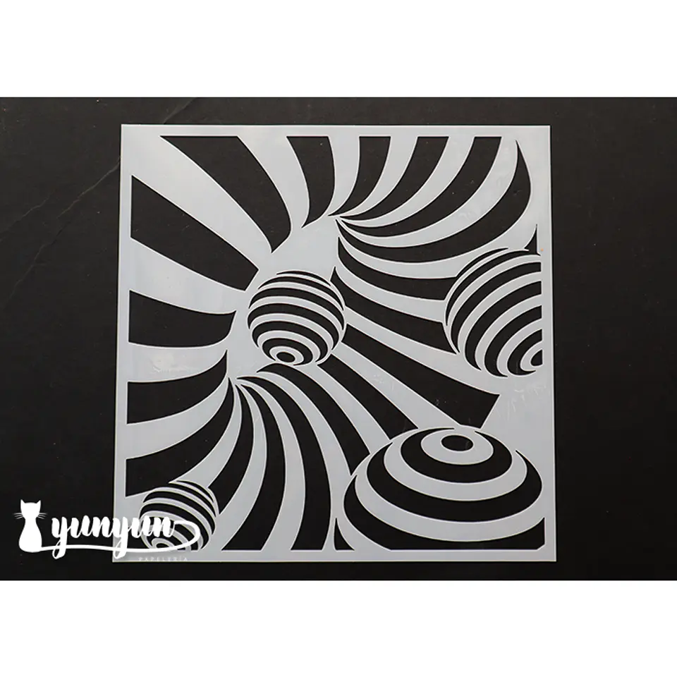 Stencil Diseño Circulos Op Art - 15x15cm 1