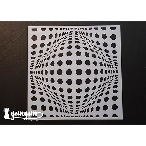 Stencil Diseño Op Art Circulos - 15x15cm