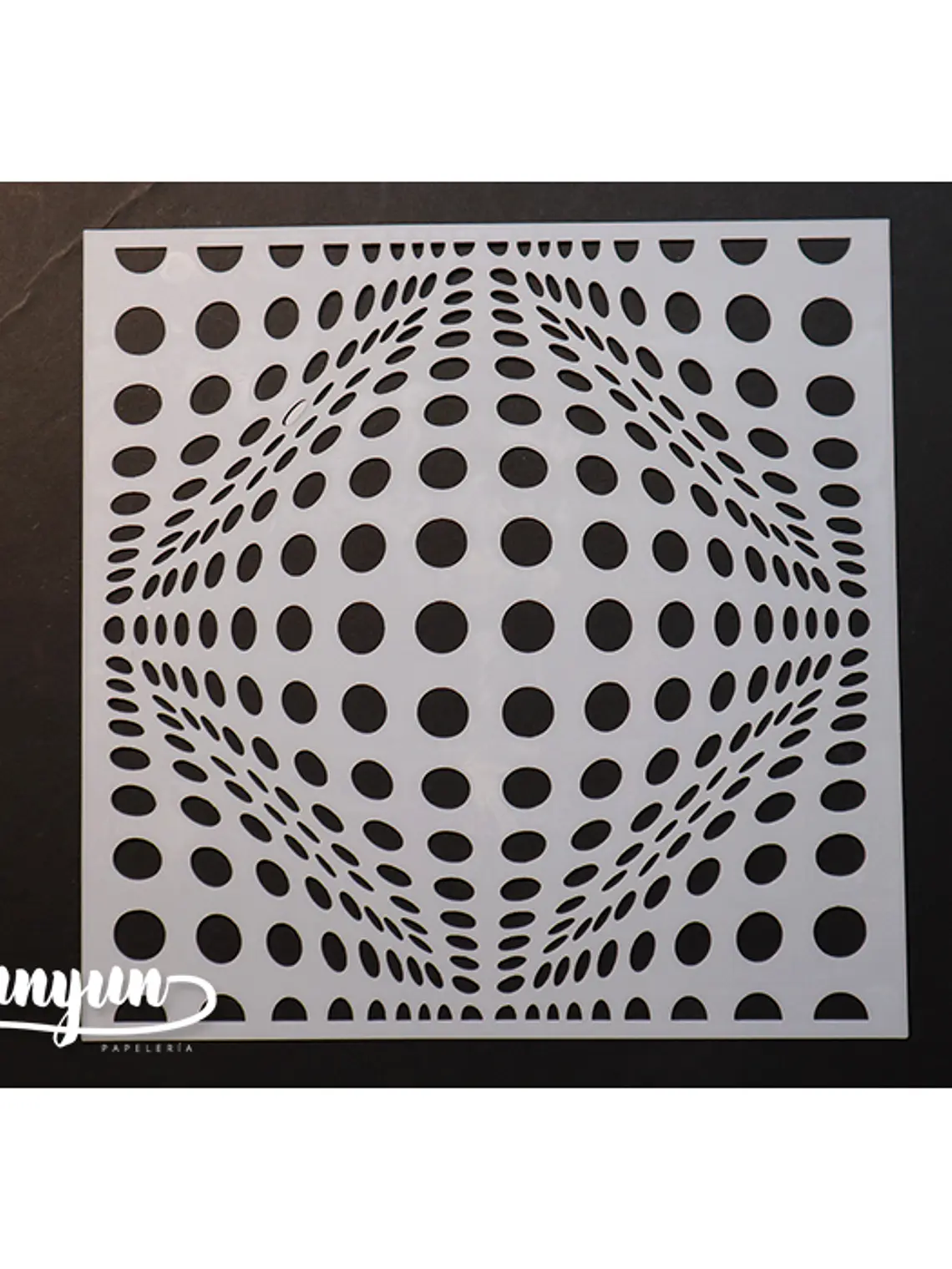 Stencil Diseño Op Art Circulos - 15x15cm 1