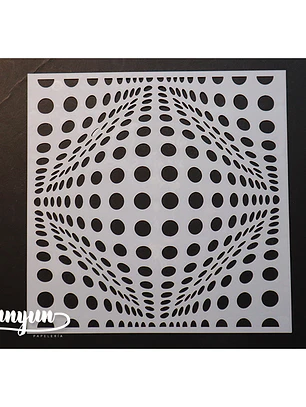 Stencil Diseño Op Art Circulos - 15x15cm