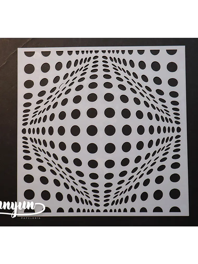 Stencil Diseño Op Art Circulos - 15x15cm 1