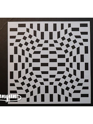 Stencil Diseño Op Art Cuadritos - 15x15cm
