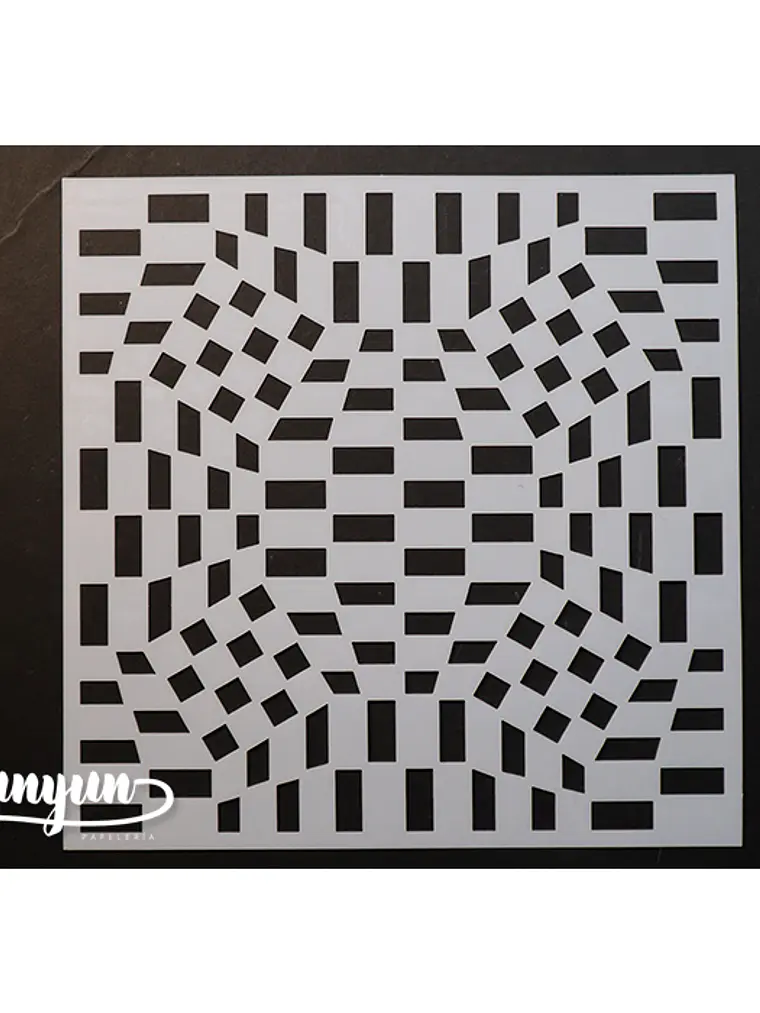 Stencil Diseño Op Art Cuadritos - 15x15cm 1