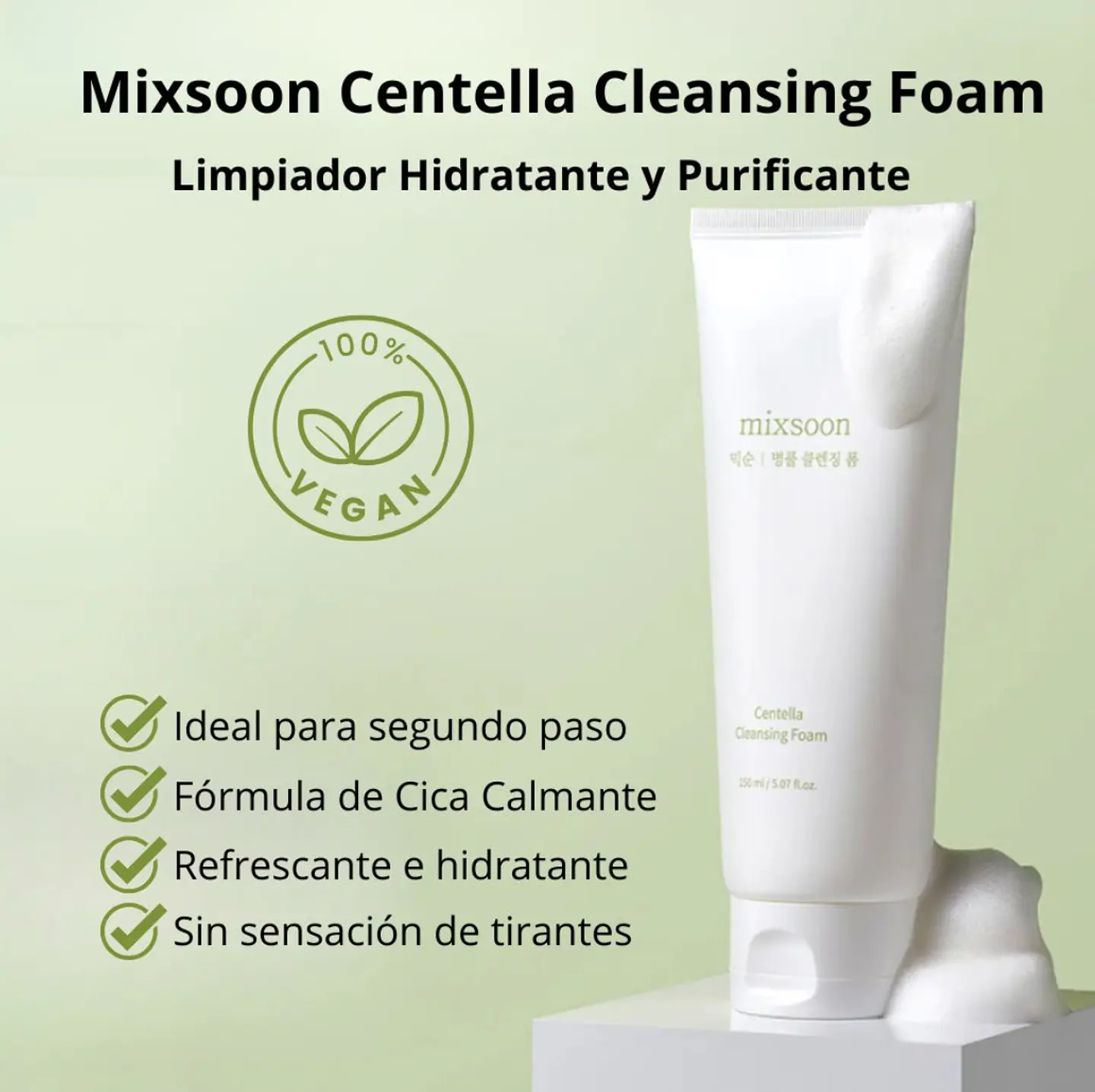Mixsoon Limpiador “Centella Cleansing Foam” 150ml 2
