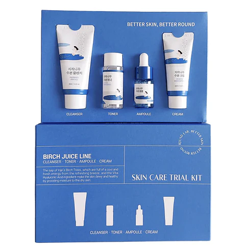 Round lab - Birch Juice Trial Kit (Cleanser 30ml + Toner 20ml + Ampoule 10ml + Cream 20ml)