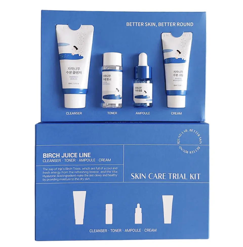 Round lab - Birch Juice Trial Kit (Cleanser 30ml + Toner 20ml + Ampoule 10ml + Cream 20ml) 1