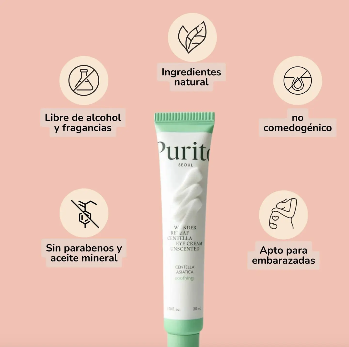 Purito SEOUL - Crema de Ojos Wonder Releaf Centella Eye Cream Unscented [30ml] 2