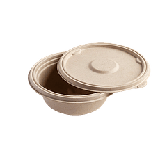 Bowl Compostable con Tapa 16 Oz/ 500ml