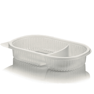 Bandeja / Plato Ovalado Transparente con división con tapa