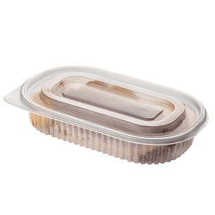 Bandeja / Plato Ovalado Transparente con división con tapa