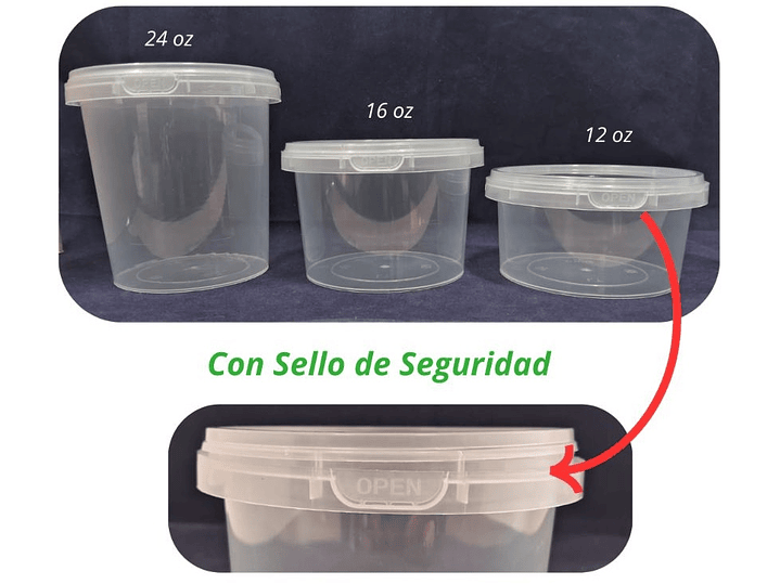 Pote redondo con sello 24 Oz /720ml x240 und 2