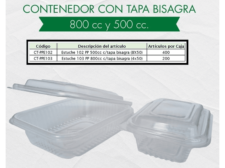 Envase Tapa Bisagra Microondable 800cc 3