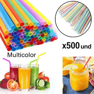 Bombilla Plástica Colores x500 und