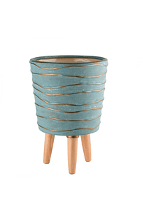 Linea - Ceramic and Wood Vase - High
