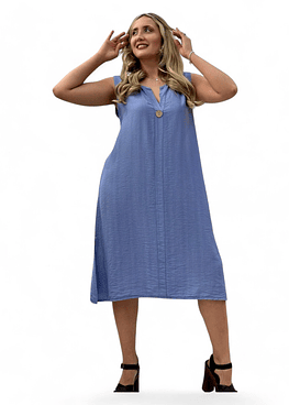 Vestido Botón - Celeste