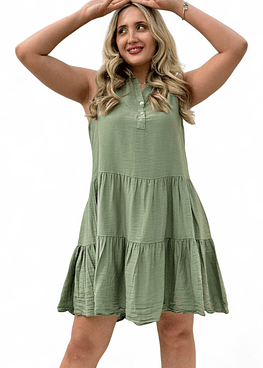 Vestido 3 Botones - Verde
