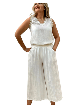 Pantalón Blonda (50% Lino) - Blanco