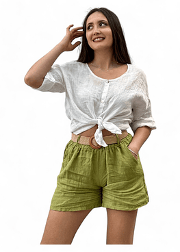 Short Lino - Verde Manzana