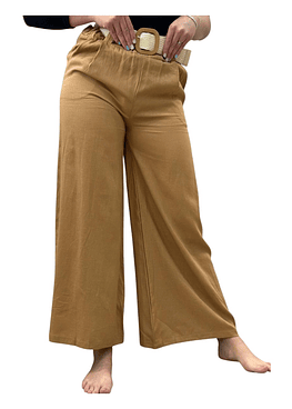 Pantalón Lino con Cinturón - Camel