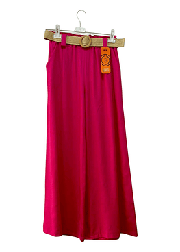 Pantalón Lino con Cinturón - Fucsia