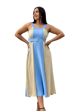 Vestido BiColor - Celeste