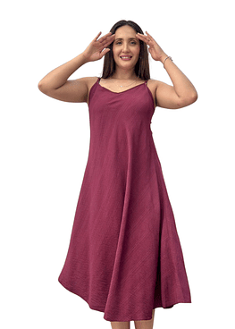 Vestido Pabilo Liso - Burdeos