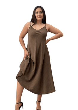 Vestido Pabilo Liso - Café