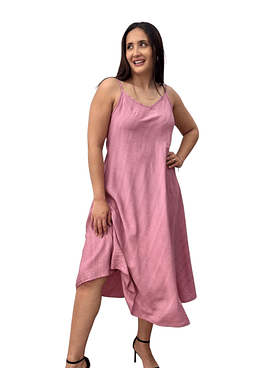 Vestido Pabilo Liso - Rosado