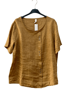 Blusa Lino 3 Botones - Camel