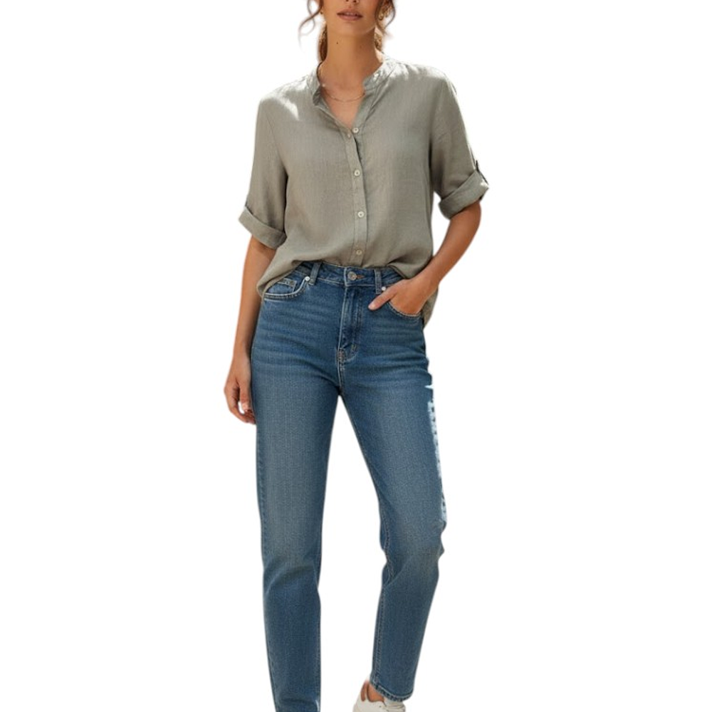 Blusa Lino Manga 3/4			