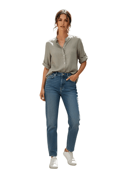 Blusa Lino Manga 3/4			 - Fango