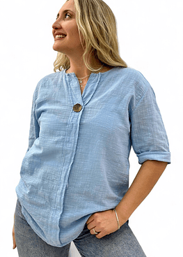 Blusa Boton - Celeste